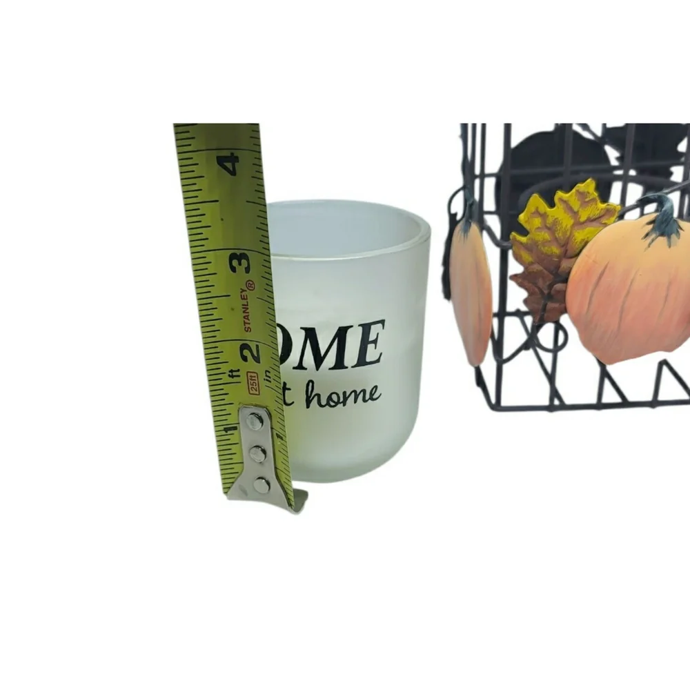 Metal Leaf and Pumpkin Candle Holder